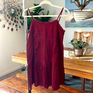 Aeropostale Maroon Printed Tiered Dress, Size Small